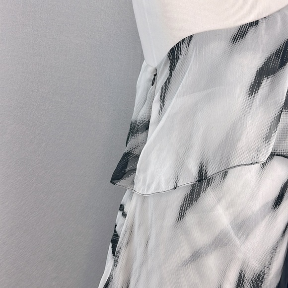 Halston Heritage women one shoulder tie-dye long caftan‎ dress gray/black size 4 - Picture 5 of 13